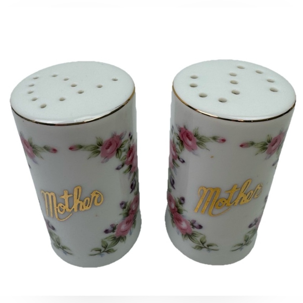 Vtg Norcrest Fine China Tribute to "MOTHER" Salt & Pepper Shakers Made In Japan